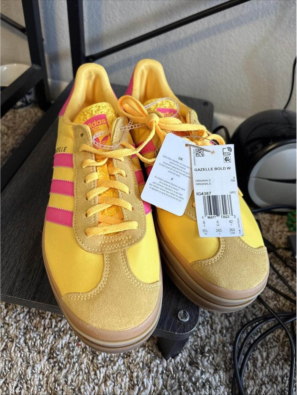 Adidas Originals Gazelle Bold Women's Shoes Yellow Lucid Pink Size 9.5 #IG4387 - Picture 3 of 12